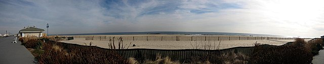 Panorama of Belmar's beach from 9th Ave. and Ocean Ave.