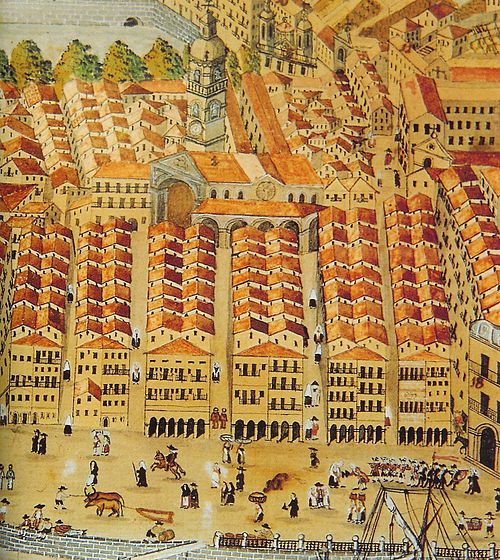 Engraving depicting the city in the 18th century