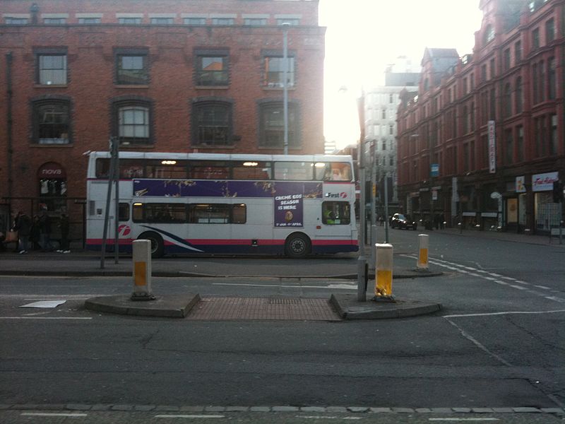 File:Bus in Stevensons Square, Manchester.jpg
