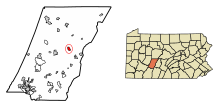 Cambria County Pennsylvania Incorporated and Unincorporated areas Loretto Highlighted.svg