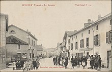 Ancienne carte postale du centre de Golbey.