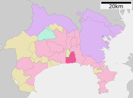 Situering van Chigasaki in de prefectuur Kanagawa