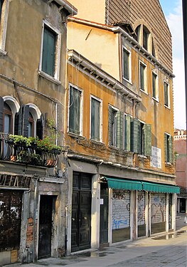 Closed shops in Dorsoduro, a non-tourist but authentic district of Venice