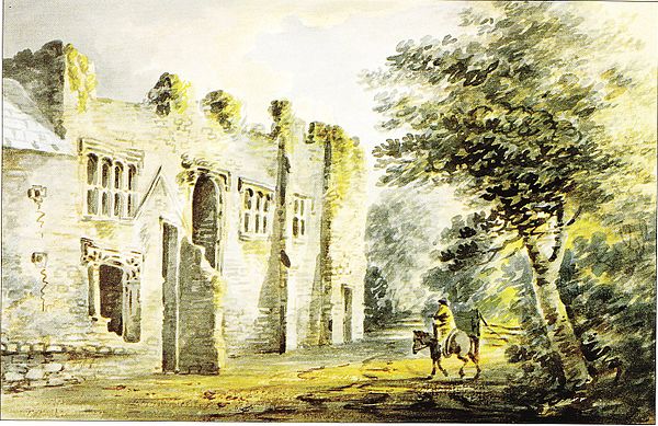 "Colecombe Castle", watercolour by Rev. John Swete dated 27 January 1795. Swete wrote: "Standing by the door of (the farmhouse) I took the...sketch wh