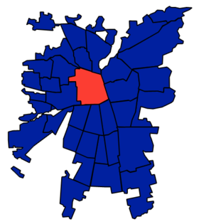 Pozicija općine na karti Metropolitanske regije Santiago