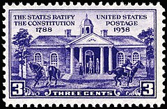 Postage Issue of 1938 commemorating the 150th anniversary of the ratification of the Constitution Constitution Ratification, 3c, 1938 issue.jpg