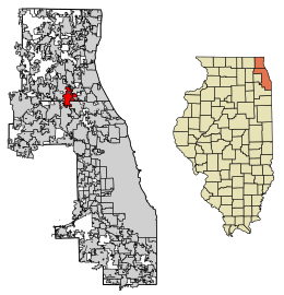 Umístění Buffalo Grove v Lake and Cook Counties, Illinois.