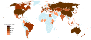 Countries by bronze medals 2020 Summer Olympics.svg