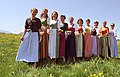 Young women in German dirndls