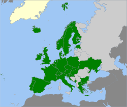 Euroopan maat, joissa lajia esiintyy