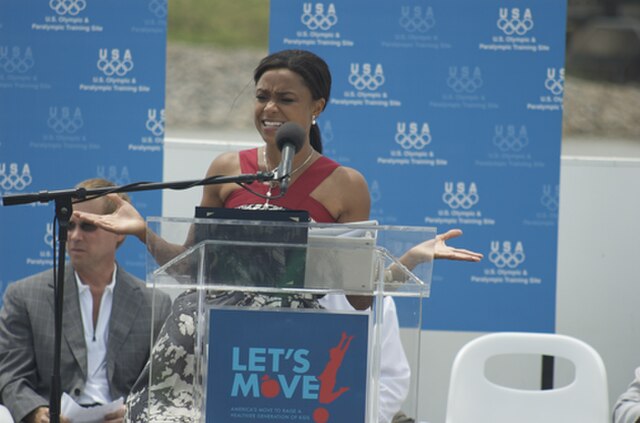 Dawes speaking at a physical fitness rally