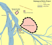 The map showing the plan of Dujiangyan project