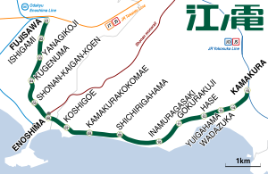 Route of the Enoshima-Dentetsu line