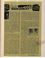 The "Ecos de Broadway" of 1954, announces the inauguration of the radio show "Heraldos de las Antillas" with Joaquin Santiago and Fini Carpas.