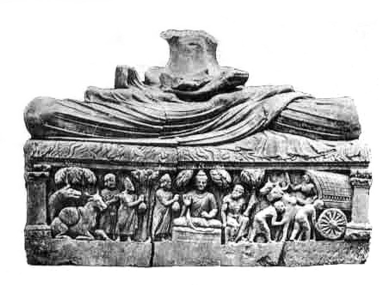 File:Excavations at Takht-i Bahi Plate XLV Fasting Buddha with Tripusha and Bhallika, Peshawar Museum.jpg