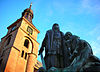 Kristine Church and the Engelbrekt statue, Main Square