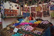 Blown glass baubles for sale in Tlalpujahua, Michoacan, Mexico. The town is known for its production of Christmas ornaments. FeriaEsfera2016 085.jpg