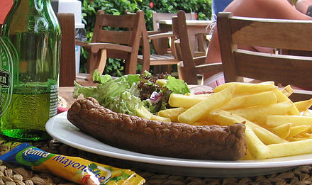 A frikandel with fries