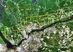 Satellite image of Gatineau with current and former boundaries, also showing its sectors. Gatineau former map.jpg