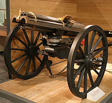A British 1865 Gatling gun at Firepower - The Royal Artillery Museum Gatling gun 1865.jpg