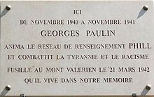 Georges Paulin dedicated plaque Georges Paulin plaque in Paris.jpg