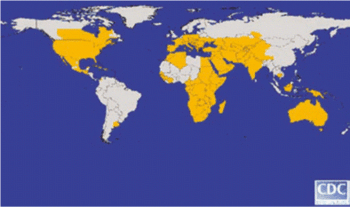 Global distribution of West Nile virus.(2006) Global distribution of West Nile virus-CDC.gif