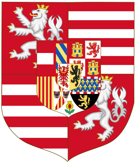 סמלו של הקיסר פרדיננד הראשון. ניתן לראות בשלט, בין היתר, גם סמל אריה לבן על רקע אדום - סמל בוהמיה