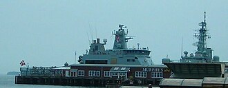 The HDMS Ejnar Mikkelsen anchored in Halifax, Canada, in 2010. HDMS Ejnar Mikkelsen (P571)-Halifax-NS-HIFR-June27-2010l.jpg