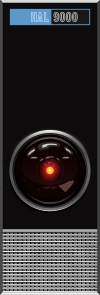 HAL 9000 is the lethal onboard computer of 2001: A Space Odyssey. Hal 9000 Panel.svg