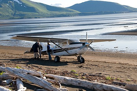 Bush planes can use improvised landing strips, such as this beach at Hallo Bay, Alaska