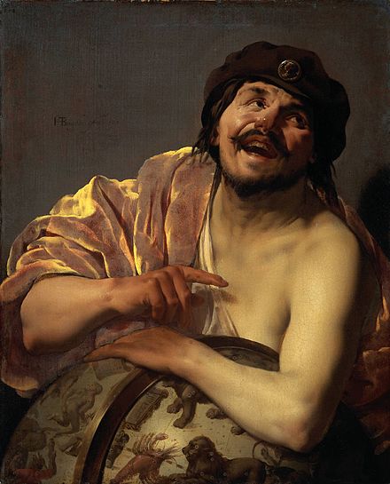 Democritus by Hendrick ter Brugghen, 1628. Democritus was known as the "laughing philosopher"[114]