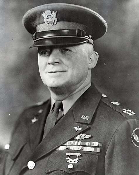 Henry "Hap" Arnold wearing the Army Air Forces' Master Pilot Badge (above ribbons) and Army Signal Corps' Military Aviator Badge (below ribbons)