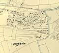 Čeština: Hloubětín, nouzová kolonie "Za horou" v roce 1938, výřez z mapového listu č.42, Orientační plán hlavního města Prahy s okolím (1938), nákladem Obce pražské, provedl stavební úřad hl. m. Prahy.