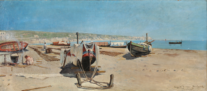 Women on the beach in Porto D'Anzio label QS:Len,"Women on the beach in Porto D'Anzio" 1883