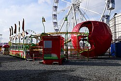 The Big Apple' mini rollercoaster at the 2023 instalment of Hull Fair.