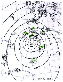 Hurricane Thirteen surface analysis 1944 Oct 17 18z.jpg