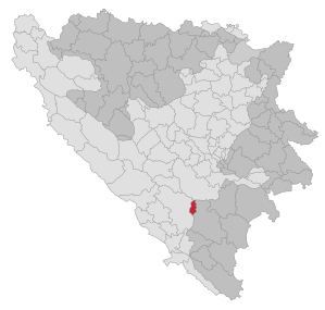 Lage der Gemeinde Istočni Mostar in Bosnien und Herzegowina (anklickbare Karte)