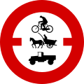 Tipo di segnale di divieto di transito a tre categorie di veicoli