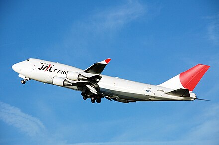JAL Cargo Boeing 747-400BCF just after takeoff from London Heathrow Airport in 2007