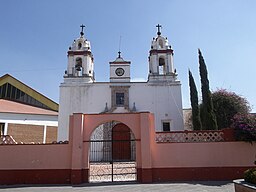 Kyrka i kommunhuvudorten San Andrés Jaltenco.