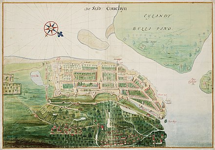 The city of Cochin (Kochi) in 1665, two years after falling into Dutch hands.