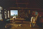 Miniatuur voor Bestand:John Hill (c.1780-1841) - Interior of the Carpenter's Shop at Forty Hill, Enfield - T03668 - Tate.jpg