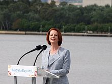 Gillard speaking at the National Flag Raising and Citizenship ceremony in Canberra, on 26 January 2013 Julia Gillard speaking at the National Flag Raising and Citizenship ceremony.jpg