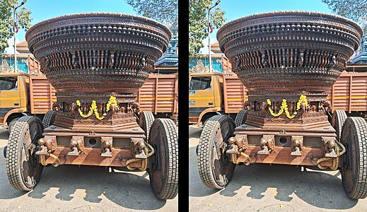 Temple chariot showing exquisite carvings