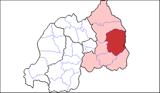 Localização de Kayonza na Província do Leste em Ruanda