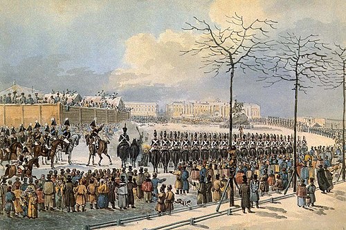 Pēterburgas Decembristu sacelšanās Senāta laukumā (1825).