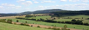 View from the Špička to Nový Jáchymov and the Krušná hora