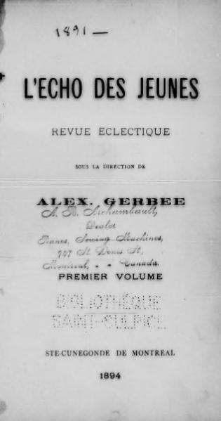 Fichier:L'Écho des jeunes, Novembre 1891.djvu