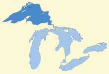 Map of Great Lakes (Lake Superior in darker blue) Lake-Superior.svg