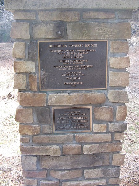 File:Larrys Creek Covered Bridge Plaque.JPG